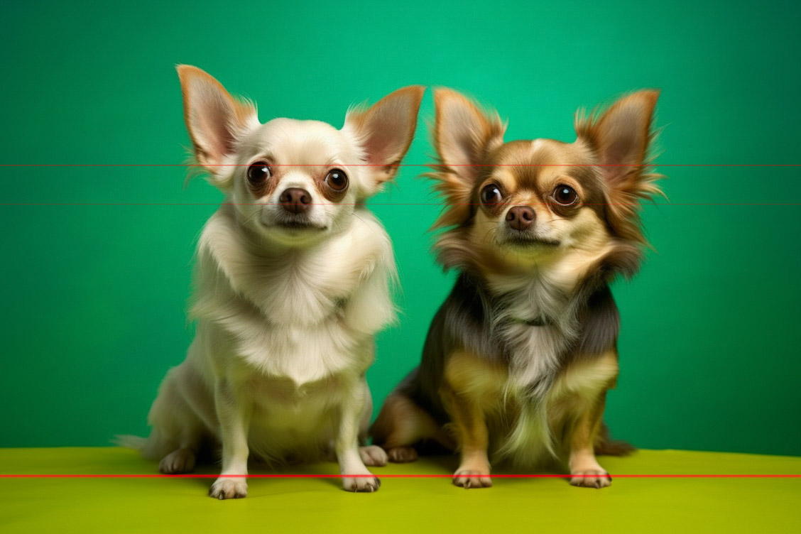 Longhaired Chihuahuas on Green